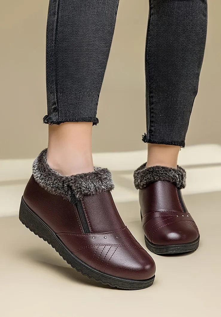 Women’s Warm Lined Waterproof Leather-Look Shoes