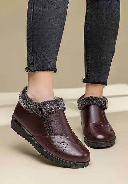 Women’s Warm Lined Waterproof Leather-Look Shoes