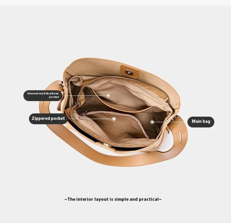 Women's Large Leather-Look Bucket Bag