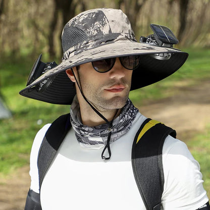Solar Fan Wide-Brim Hat