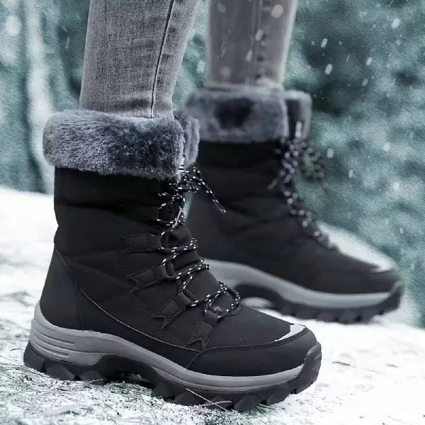 Women’s Waterproof Fleece-Lined Lace-Up Winter Boots with Grip Sole