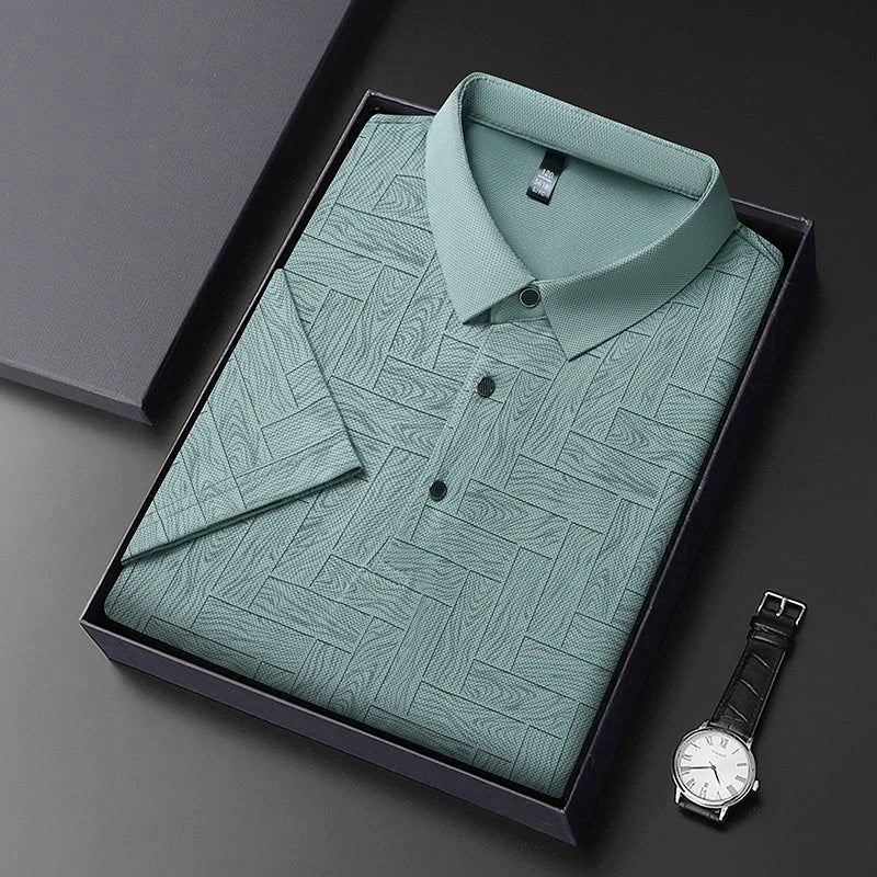 Men’s Breathable Patterned Polo Shirt