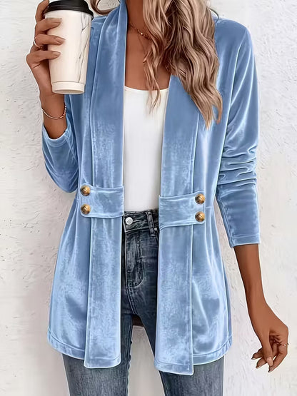 Women's Double Breasted Velvet Look Cardigan