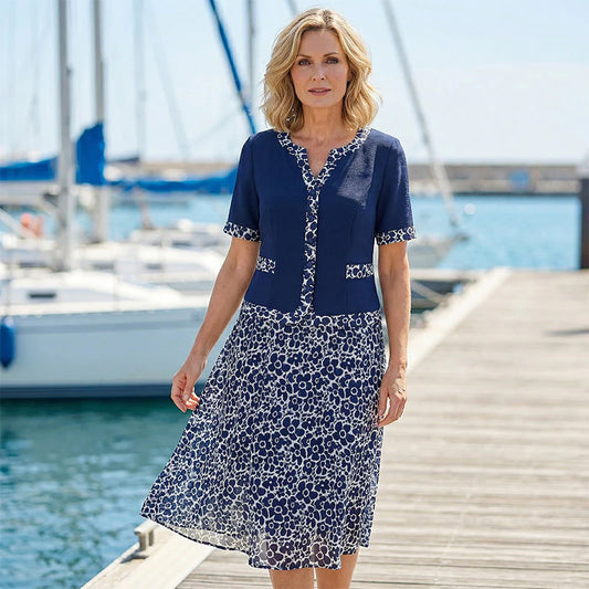 Women’s Floral Contrast Midi Dress