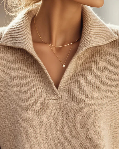 Women’s Elegant V-Neck Autumn Knit Sweater