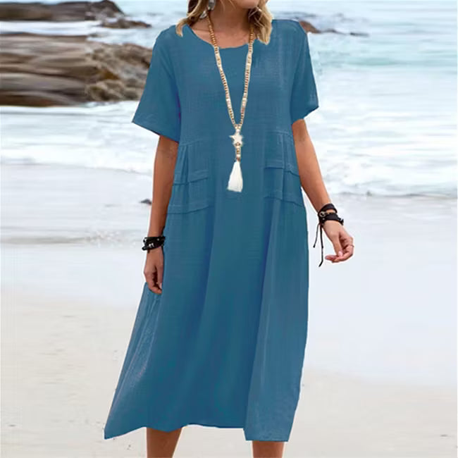 Women’s Relaxed Cotton-Linen Midi Dress