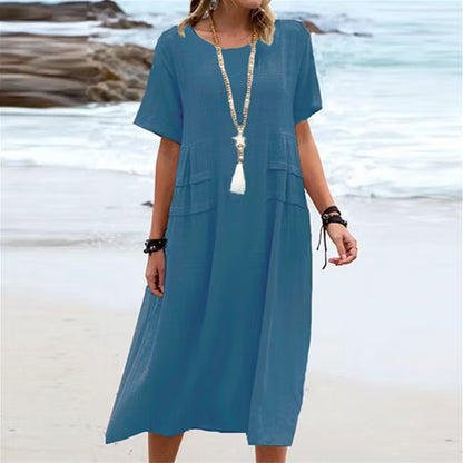 Women’s Relaxed Cotton-Linen Midi Dress