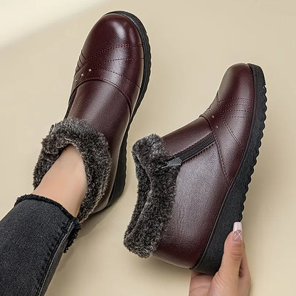 Women’s Warm Lined Waterproof Leather-Look Shoes