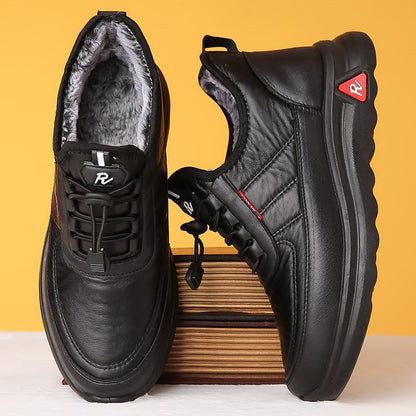 Men’s Water-Resistant Fleece-Lined Non-Slip Leather-Look Winter Shoes