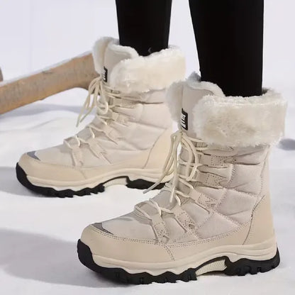 Women’s Waterproof Fleece-Lined Lace-Up Winter Boots with Grip Sole