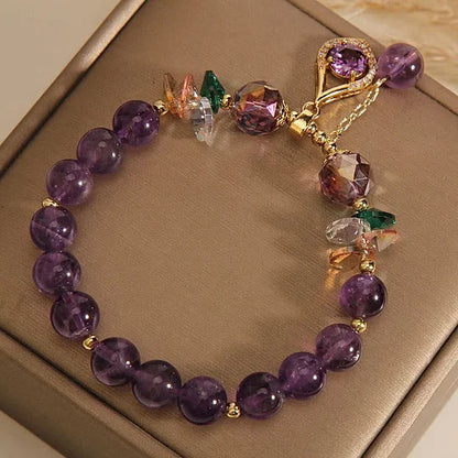 Amethyst and Mixed Crystal Bead Bracelet