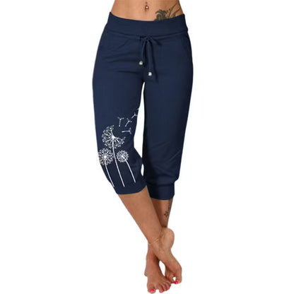 Women’s High-Waisted Drawstring Capri Trousers