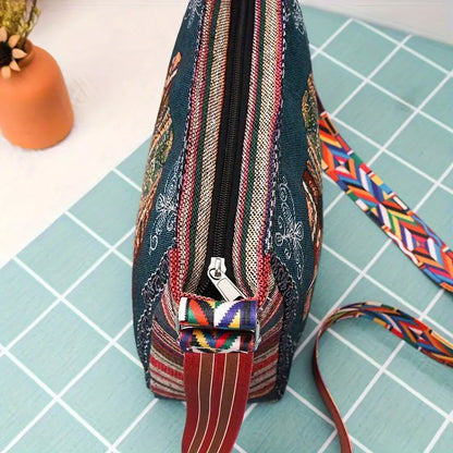 Embroidered Vintage-Style Shoulder Bag