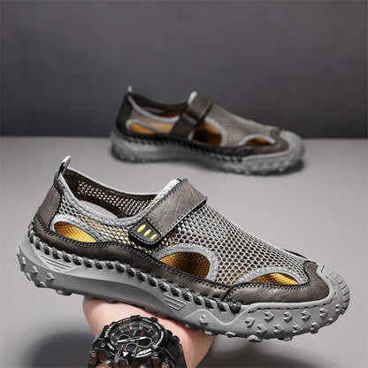 Men’s Breathable Mesh Leather-Look Comfort Walking Shoes