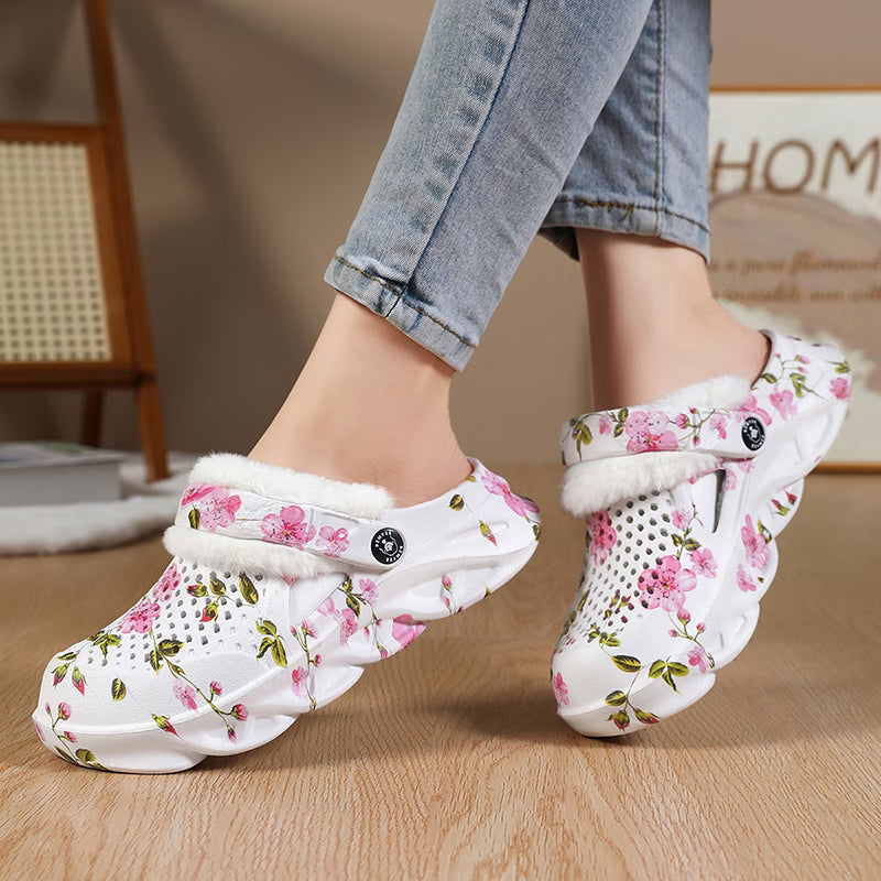 Women's Floral Cosy Lined Clogs
