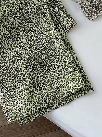 Women's High-Waisted Leopard Print Wide-Leg Trousers