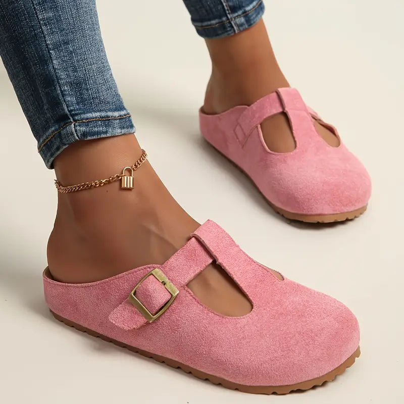 👡 Women's Casual Suede Slip-On Clogs with Buckle