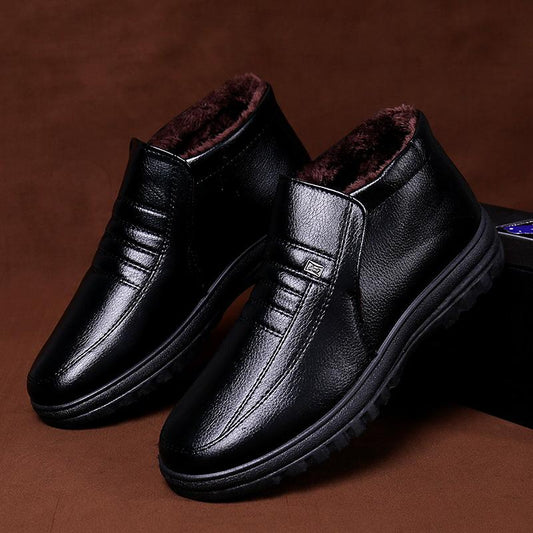 Men’s Warm-Lined Casual Leather-Look Winter Shoes