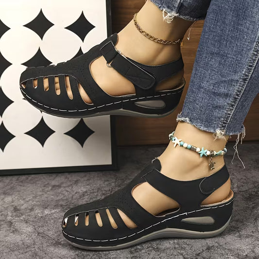 Women’s Closed-Toe Cut-Out Wedge Sandals