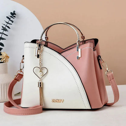 Women’s Modern Two-Tone Top-Handle Crossbody Handbag