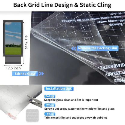 Reflective One-Way Privacy Window Film with DIY Installation Kit