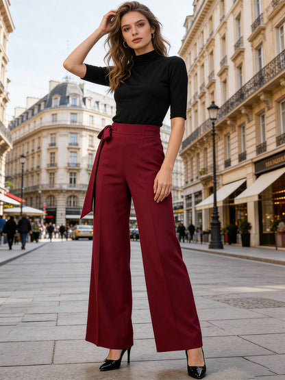 Women’s High-Waist Wide-Leg Belted Trousers