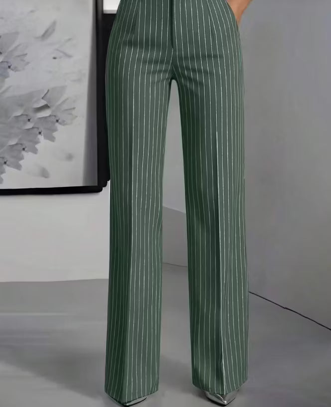 Women's Vertical Stripe Wide Leg Trousers