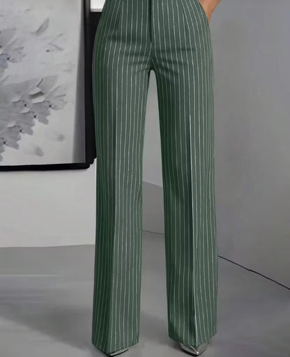 Women's Vertical Stripe Wide Leg Trousers