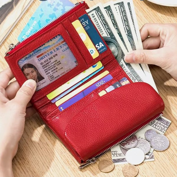 Pebble-Grain Leather-look RFID Wallet