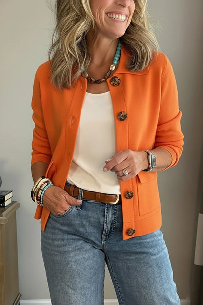 Women's Casual Lapel Pocket Solid Colour Jacket