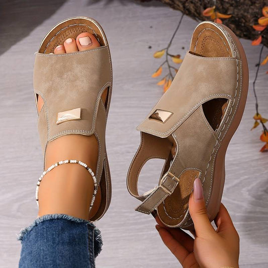 Women’s Boho Double-Buckle Slingback Comfort Sandals