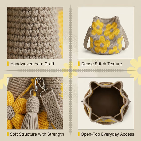 Women's Handmade Crochet Flower Shoulder Bag