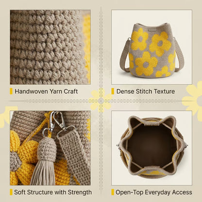 Women's Handmade Crochet Flower Shoulder Bag