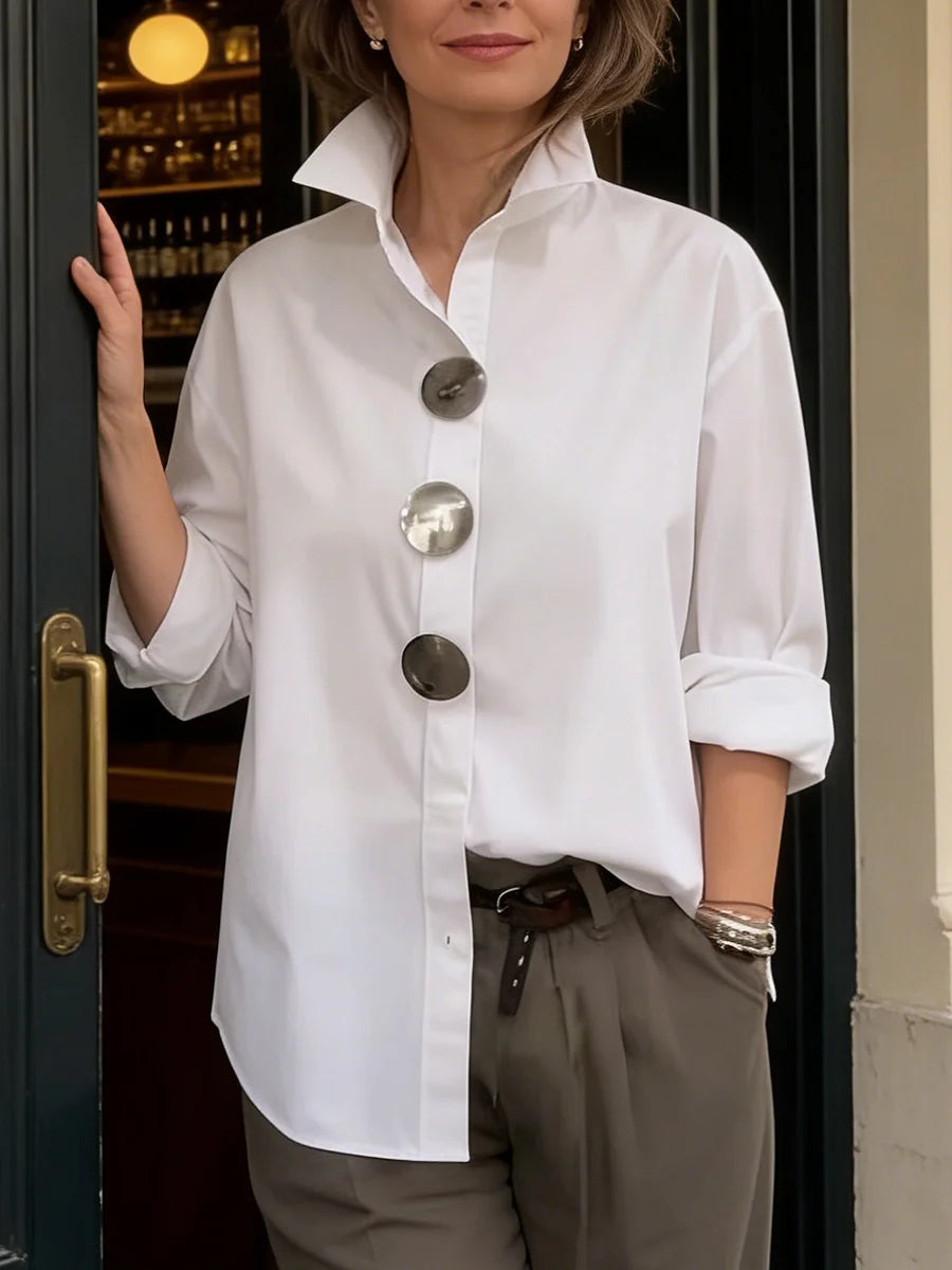 Women’s Stand Collar Button Detail Blouse