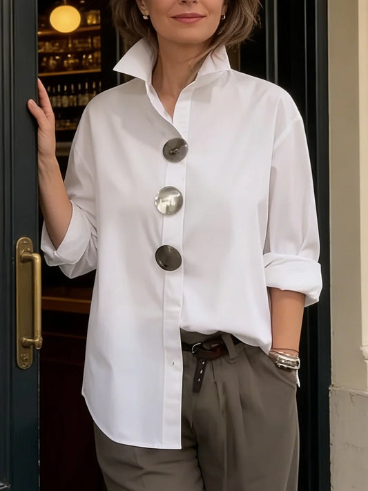 Women’s Stand Collar Button Detail Blouse