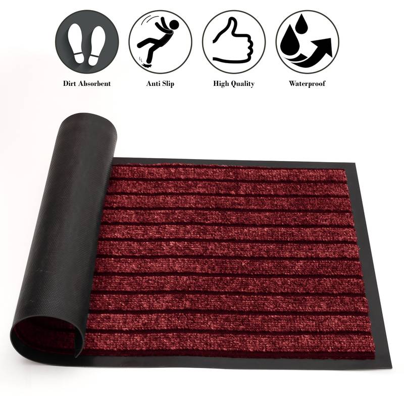 Heavy Duty Dirt-Absorbing Entrance Mat with Rubber Backing