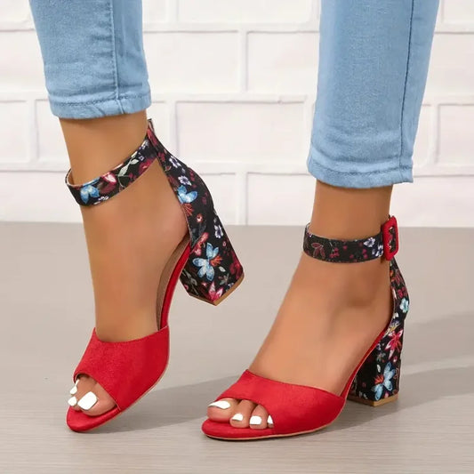 WOMEN'S FASHION HOLLOW OUT CHUNKY HEEL SANDALS