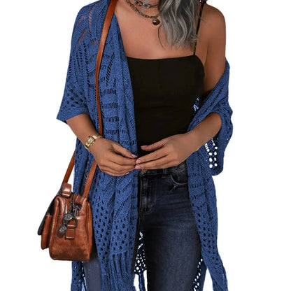Women’s Crochet Tassel Kimono Cardigan