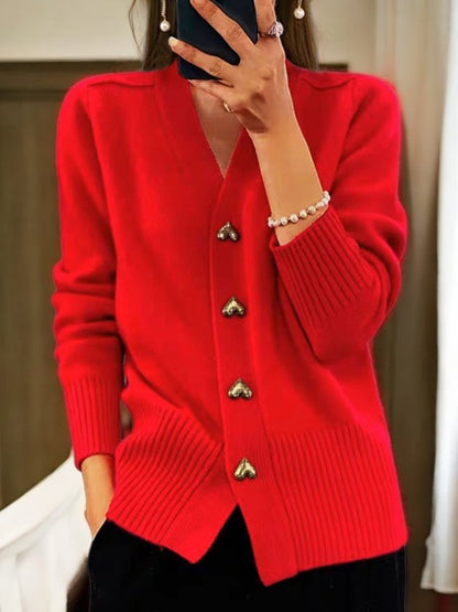 Heart Button Knit Cardigan