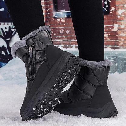 Men’s Fur-Lined Easy-Zip Waterproof Puffer Snow Boots
