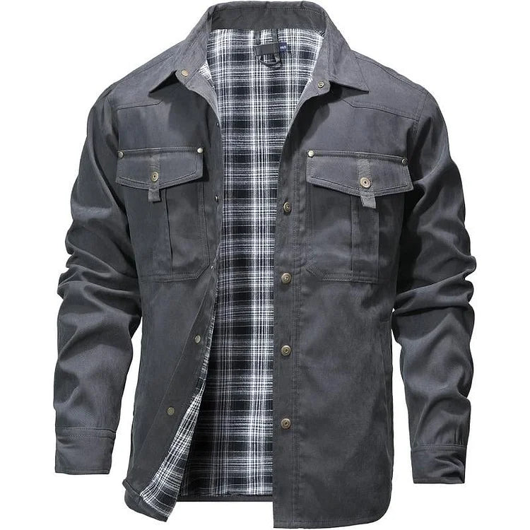 Men’s Flannel-Lined Workwear Shacket Jacket