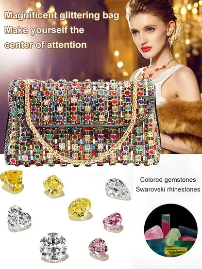 Lightweight Multicolour Crystal Evening Clutch Bag
