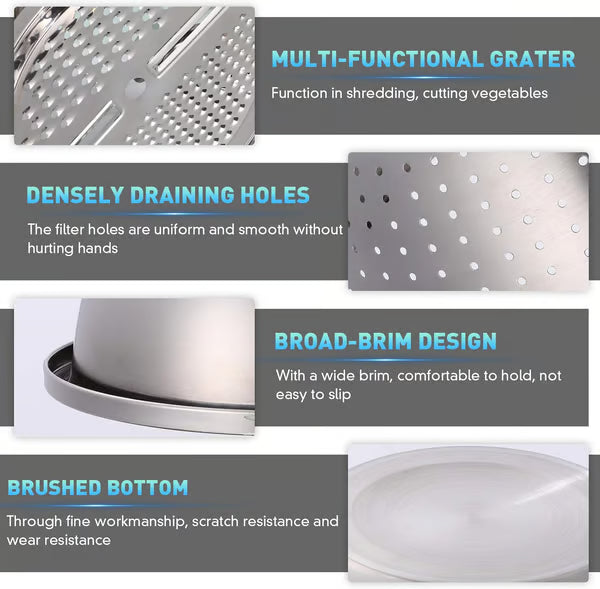 Multi-Function Stainless Steel Grater Bowl