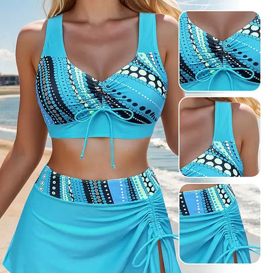 Women's Printed Three-Piece Swimwear Set