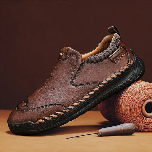Men's Leather-Look Laceless Walking Shoes