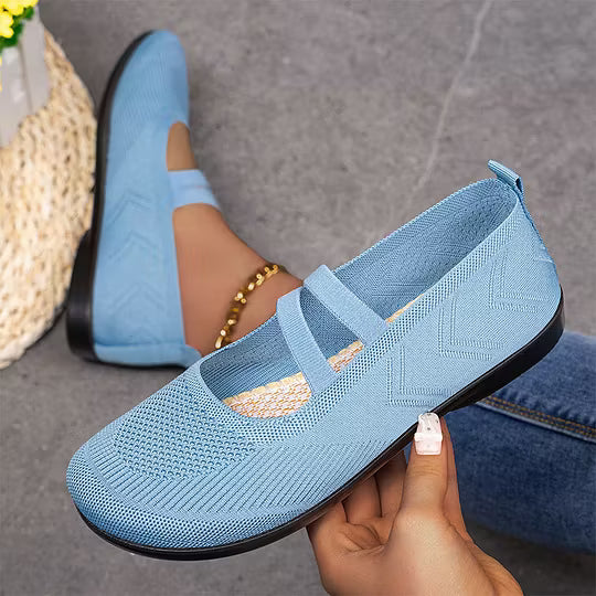 Women's Double-Strap Knitted Flats