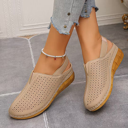 Women's Perforated Slingback Wedge Sandals