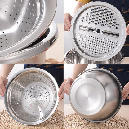 Multi-Function Stainless Steel Grater Bowl
