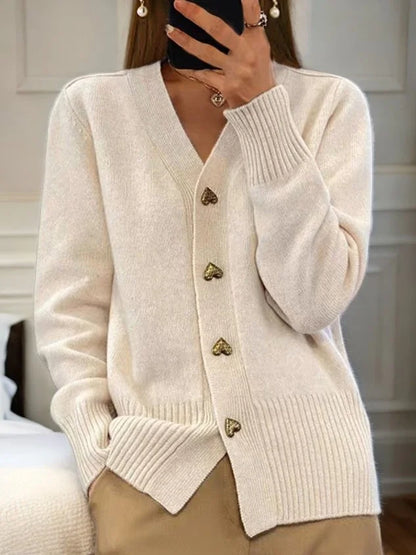 🔥Women's clothing for autumn/winter, solid colour, wool cardigan with buttons 🔥