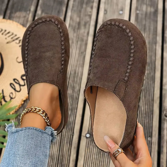 Women’s Vintage Stitch Leather-Look Slip-On Mules
